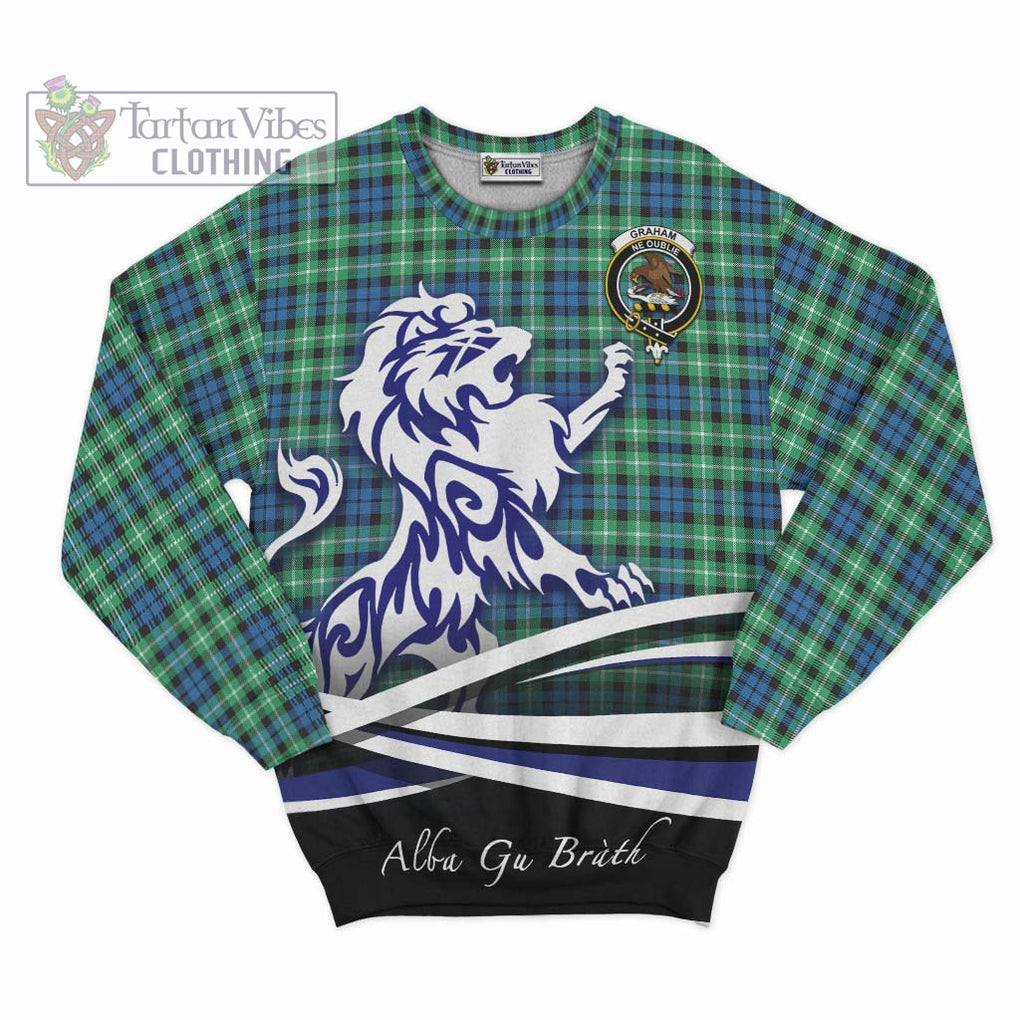 Graham Tartan Sweatshirt with Alba Gu Brath Regal Lion Emblem - Tartanvibesclothing Shop