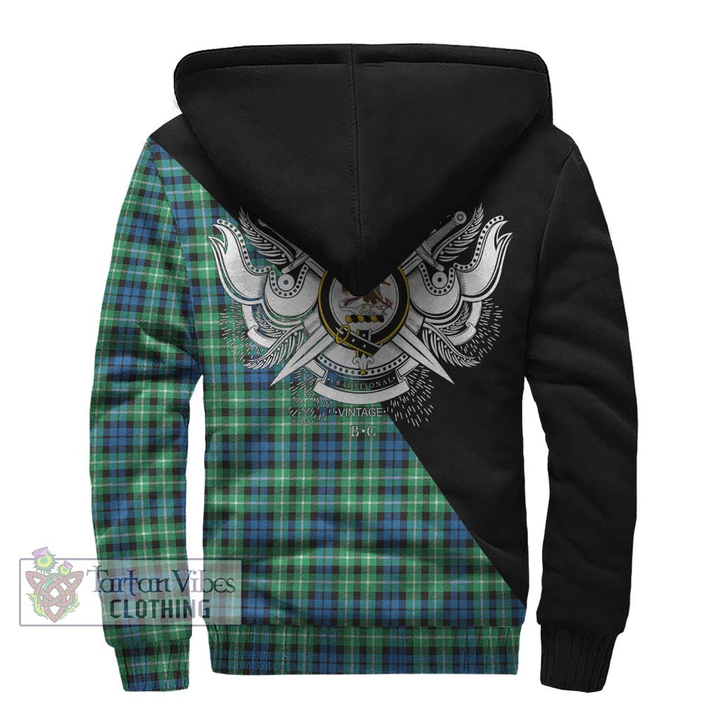 Graham Tartan Sherpa Hoodie with Family Crest and Military Logo Style - Tartanvibesclothing Shop