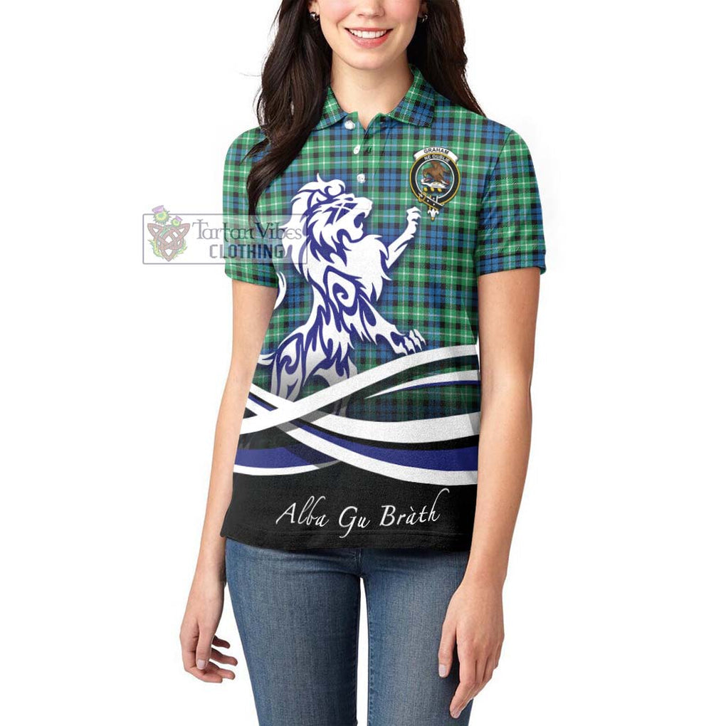 Graham Tartan Women's Polo Shirt with Alba Gu Brath Regal Lion Emblem - Tartanvibesclothing Shop