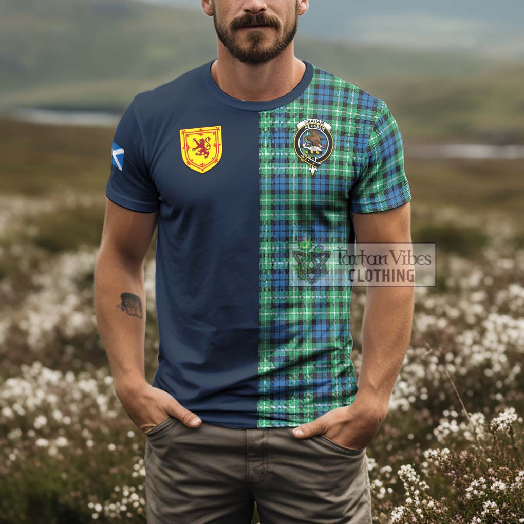 Tartan Vibes Clothing Graham of Montrose Ancient Tartan T-Shirt Alba with Scottish Lion Royal Arm Half Style