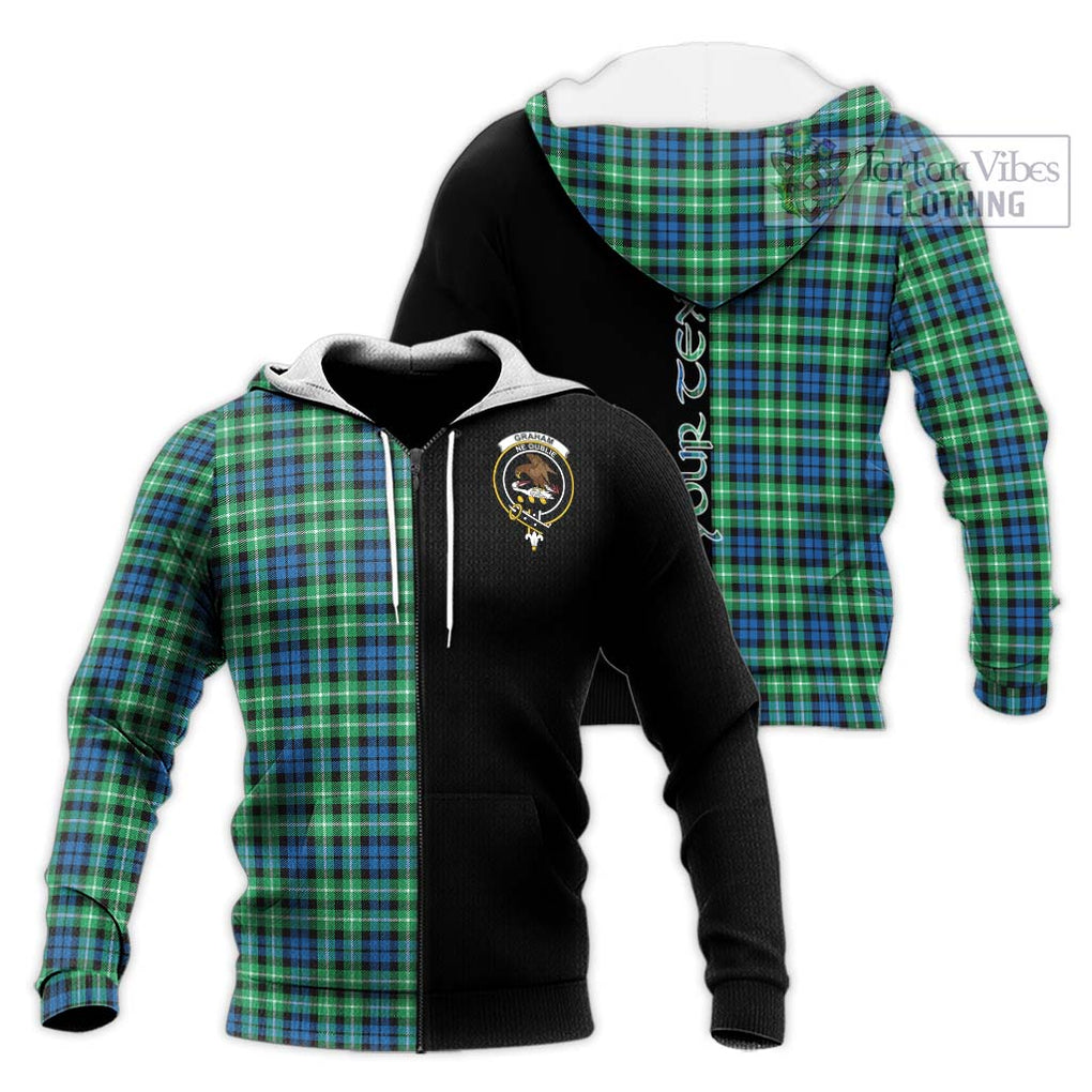 Graham Tartan Knitted Hoodie with Family Crest and Half Of Me Style Unisex Knitted Zip Hoodie - Tartanvibesclothing Shop