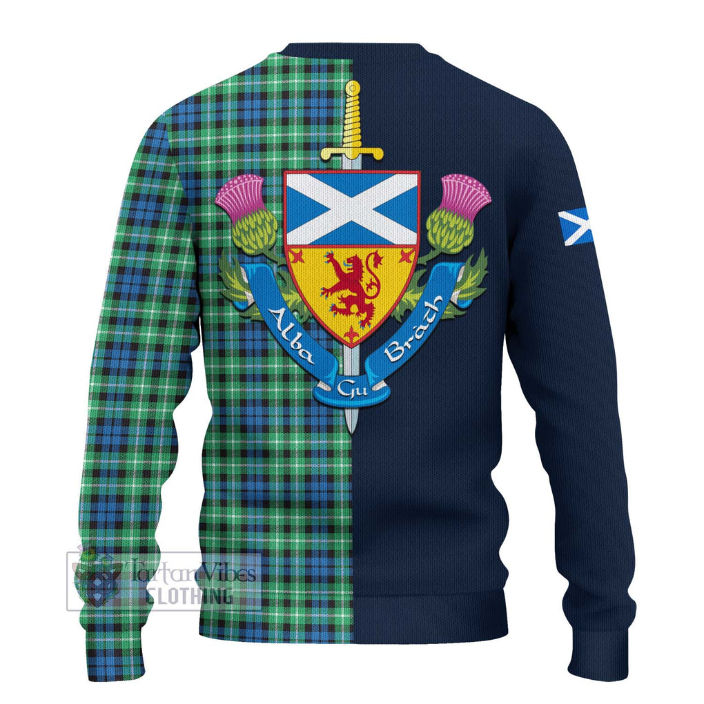 Tartan Vibes Clothing Graham of Montrose Ancient Tartan Knitted Sweater with Scottish Lion Royal Arm Half Style