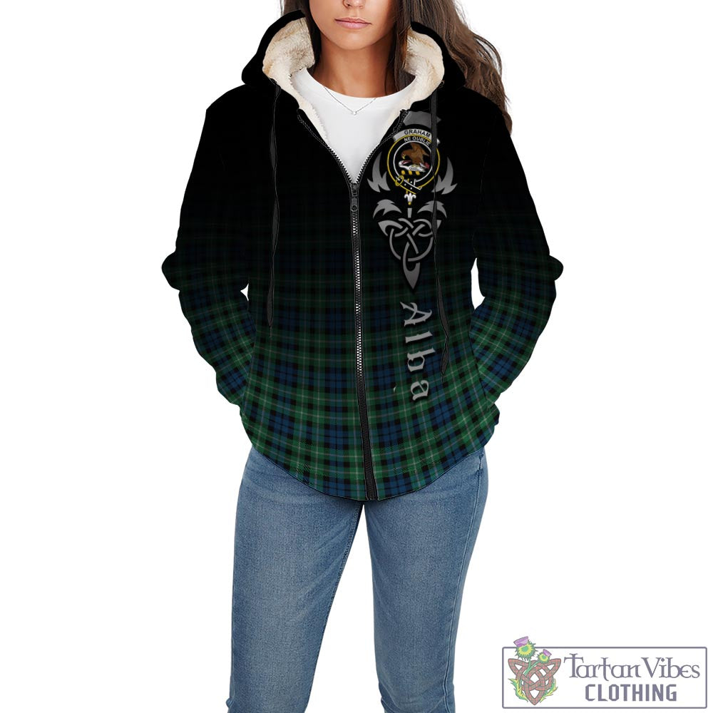 Tartan Vibes Clothing Graham of Montrose Ancient Tartan Sherpa Hoodie Featuring Alba Gu Brath Family Crest Celtic Inspired