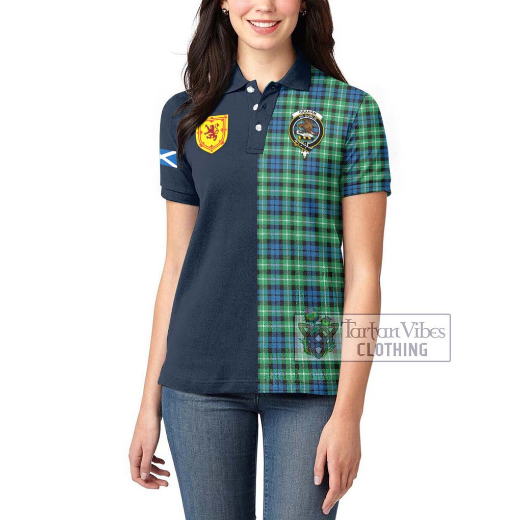 Tartan Vibes Clothing Graham of Montrose Ancient Tartan Women's Polo Shirt with Scottish Lion Royal Arm Half Style