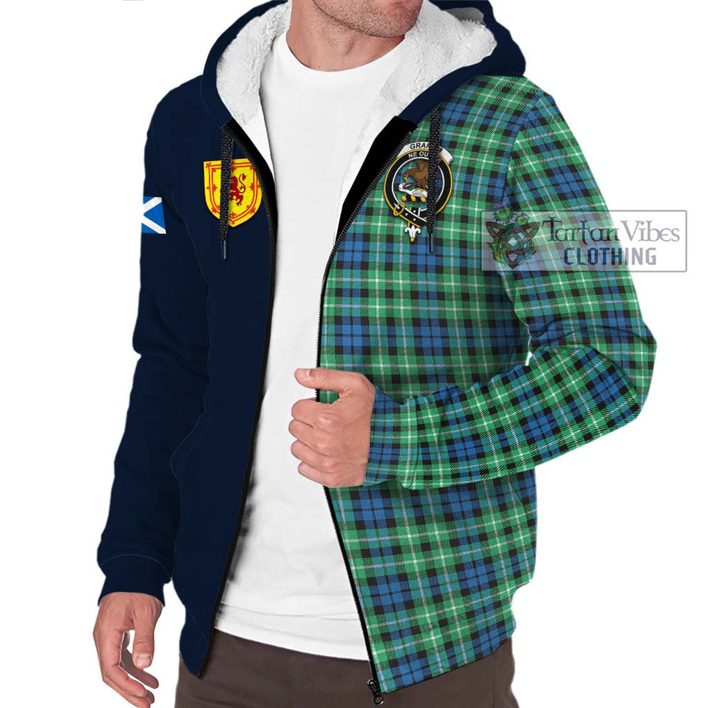 Tartan Vibes Clothing Graham of Montrose Ancient Tartan Sherpa Hoodie with Scottish Lion Royal Arm Half Style