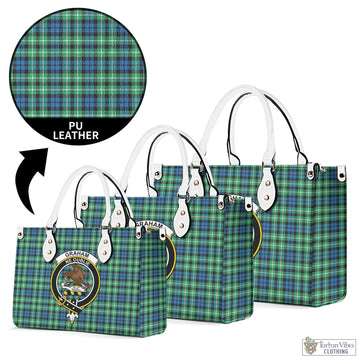 Graham Tartan Luxury Leather Handbags with Family Crest