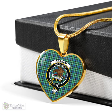 Graham Tartan Heart Necklace with Family Crest