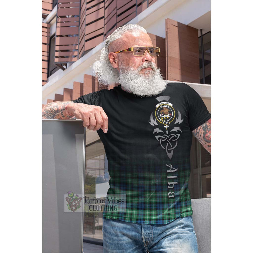 Tartan Vibes Clothing Graham of Montrose Ancient Tartan Cotton T-shirt Featuring Alba Gu Brath Family Crest Celtic Inspired