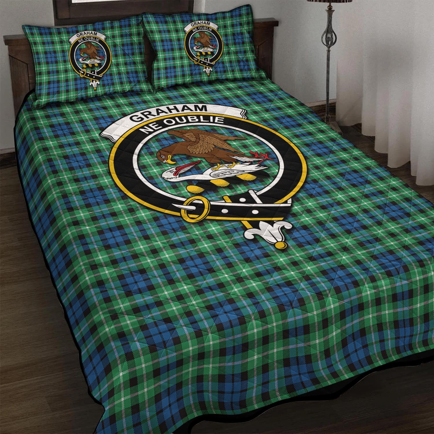 Graham Tartan Quilt Bed Set with Family Crest - Tartan Vibes Clothing