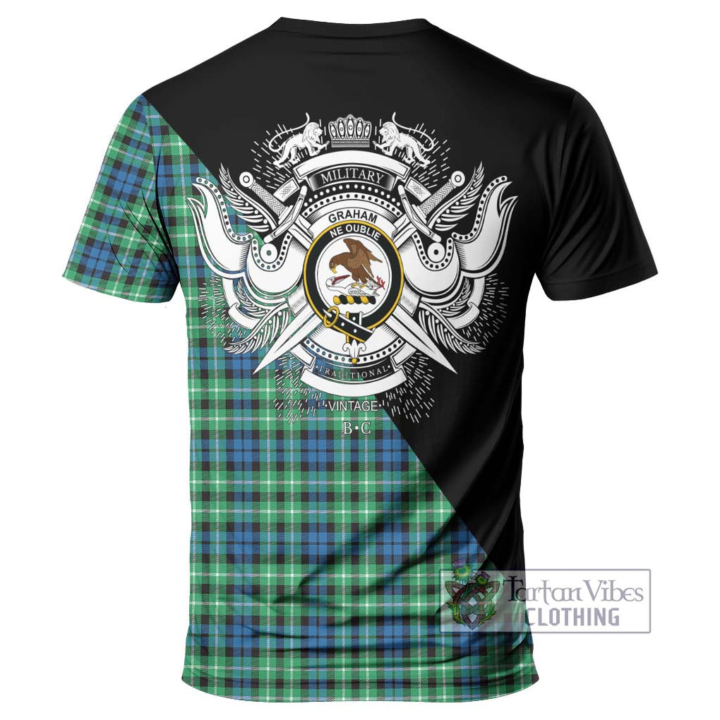 Graham Tartan T-Shirt with Family Crest and Military Logo Style - Tartanvibesclothing Shop