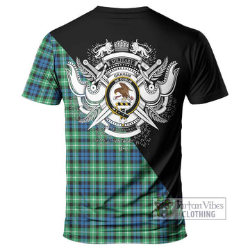 Graham Tartan T-Shirt with Family Crest and Military Logo Style