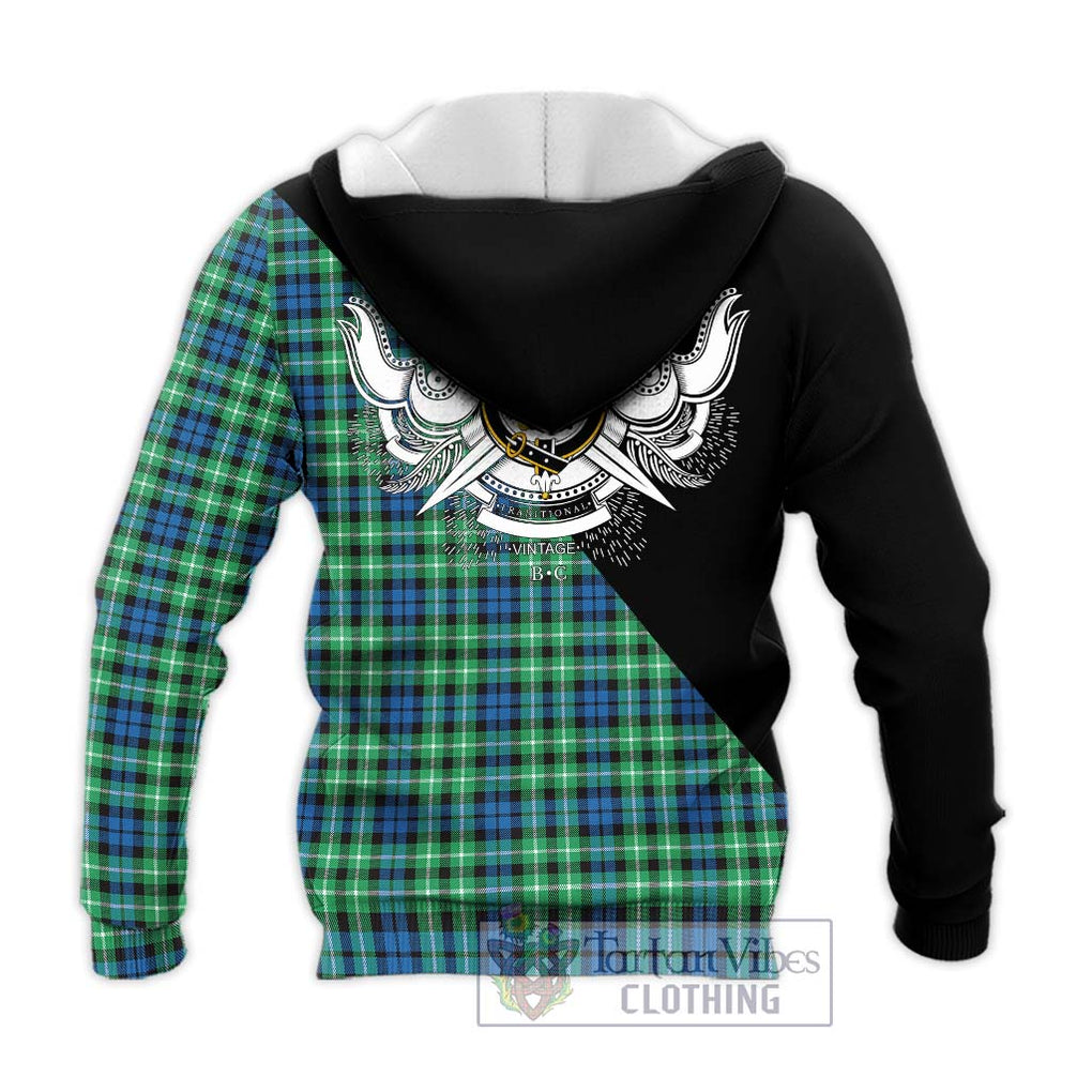 Graham Tartan Knitted Hoodie with Family Crest and Military Logo Style - Tartanvibesclothing Shop