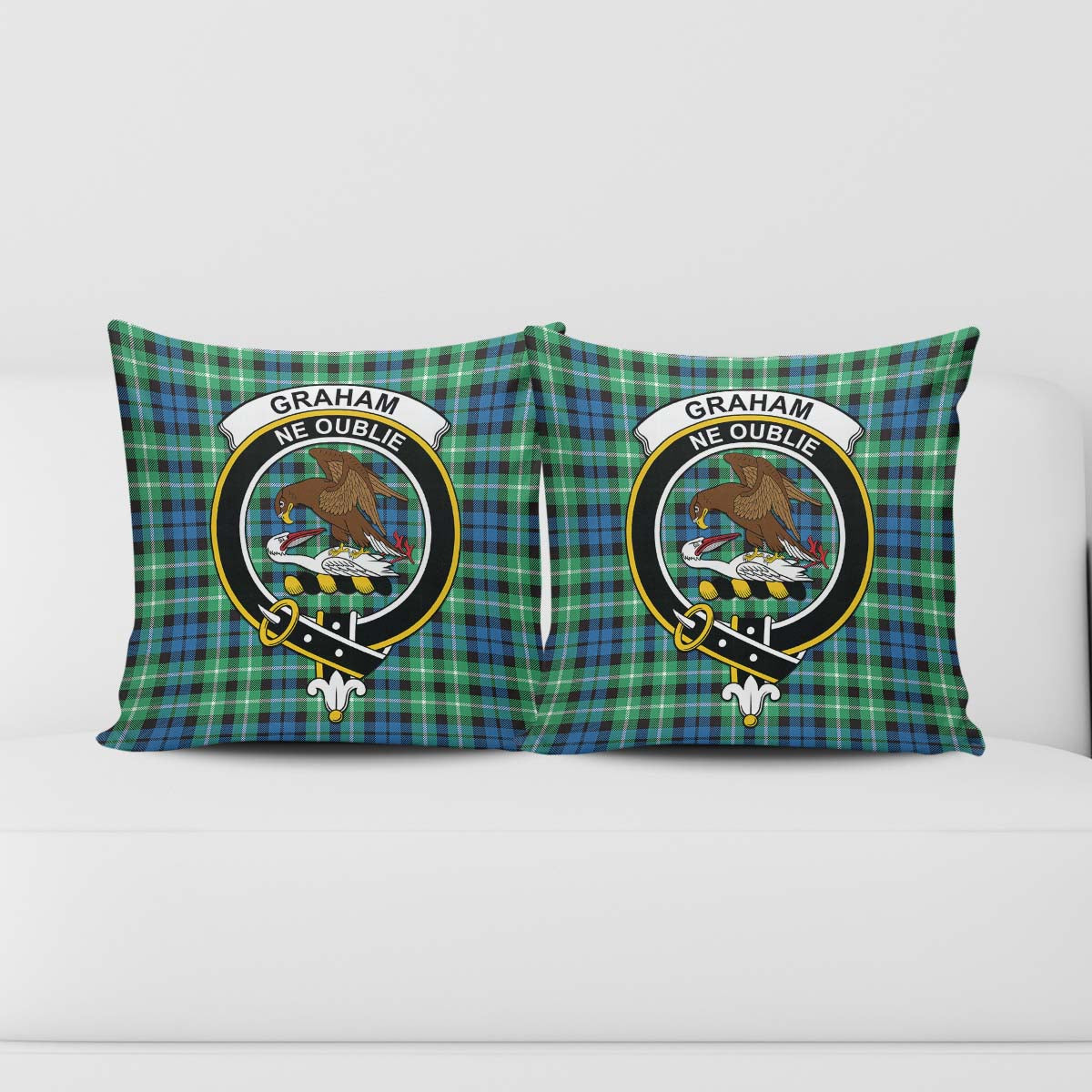 Graham of Montrose Ancient Tartan Pillow Cover with Family Crest - Tartanvibesclothing