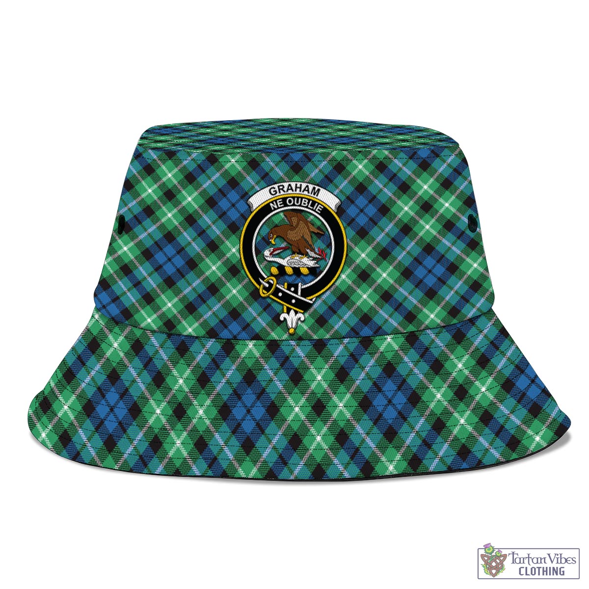 Tartan Vibes Clothing Graham of Montrose Ancient Tartan Bucket Hat with Family Crest