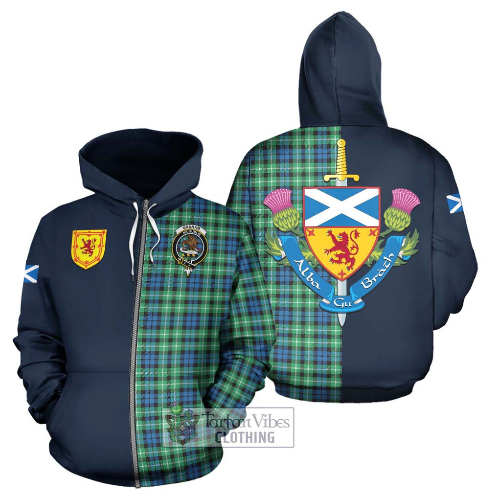 Tartan Vibes Clothing Graham of Montrose Ancient Tartan Hoodie with Scottish Lion Royal Arm Half Style