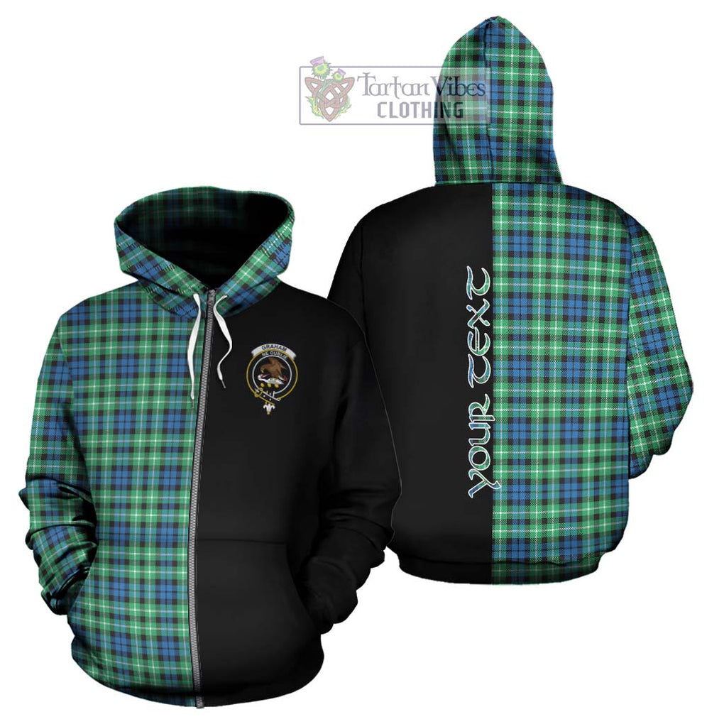 Graham Tartan Hoodie with Family Crest and Half Of Me Style - Tartanvibesclothing Shop