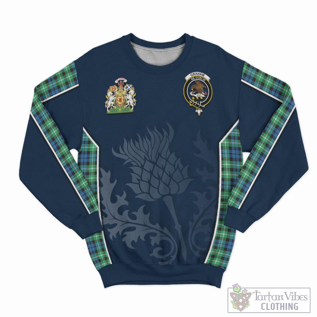 Tartan Vibes Clothing Graham of Montrose Ancient Tartan Sweatshirt with Family Crest and Scottish Thistle Vibes Sport Style