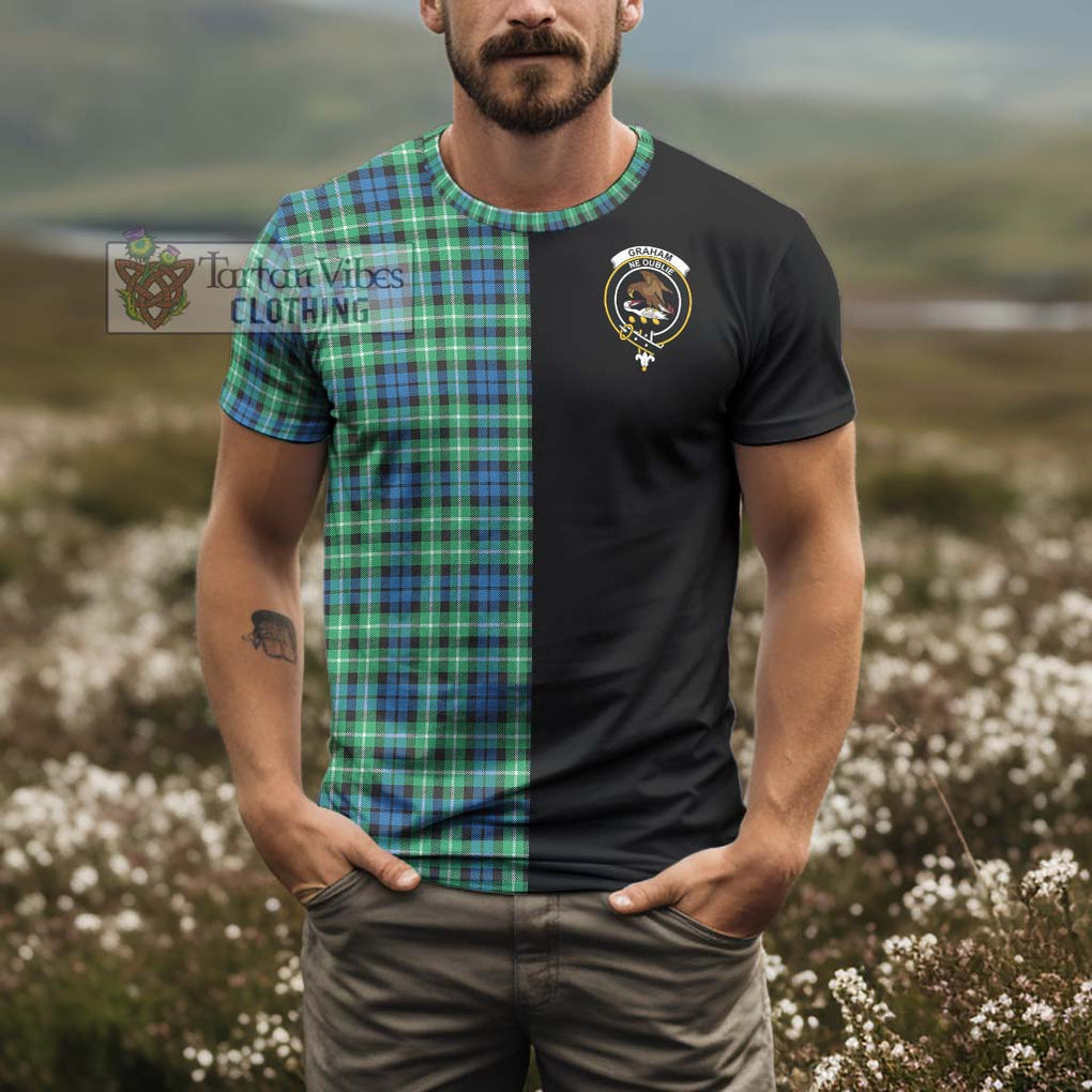 Graham Tartan T-Shirt with Family Crest and Half Of Me Style - Tartanvibesclothing Shop