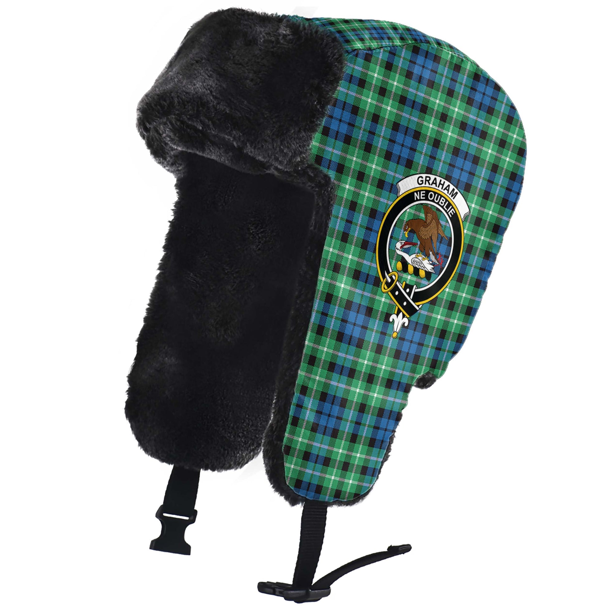 Graham of Montrose Ancient Tartan Winter Trapper Hat with Family Crest - Tartanvibesclothing