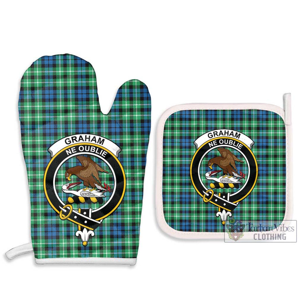 Graham Tartan Combo Oven Mitt & Pot-Holder with Family Crest Combo 1 Oven Mitt & 2 Pot-Holder White - Tartan Vibes Clothing