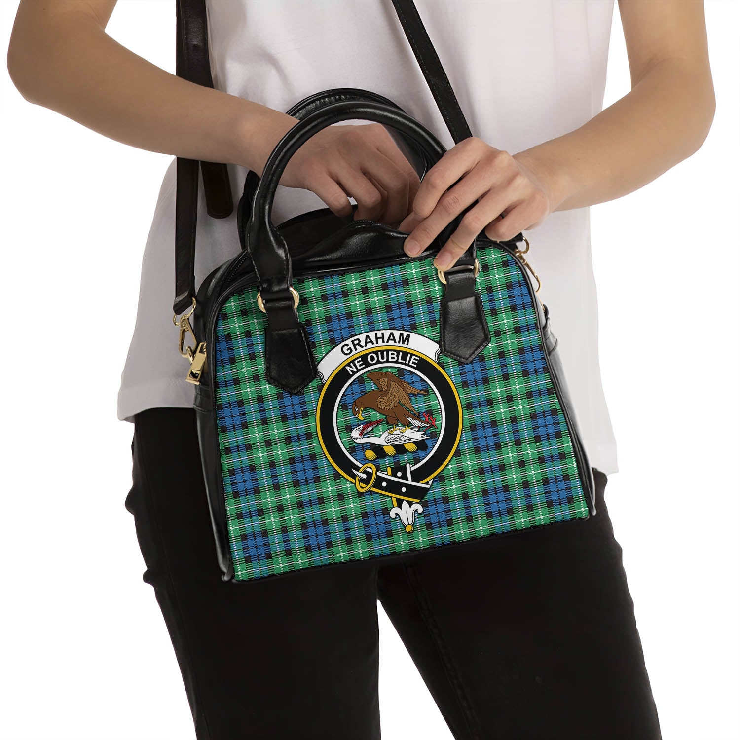 Graham of Montrose Ancient Tartan Shoulder Handbags with Family Crest - Tartanvibesclothing