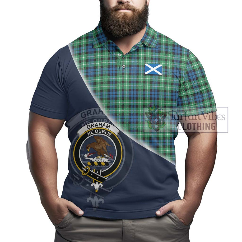 Graham Tartan Polo Shirt with Personalised National Flag and Family Crest Half Style - Tartanvibesclothing Shop