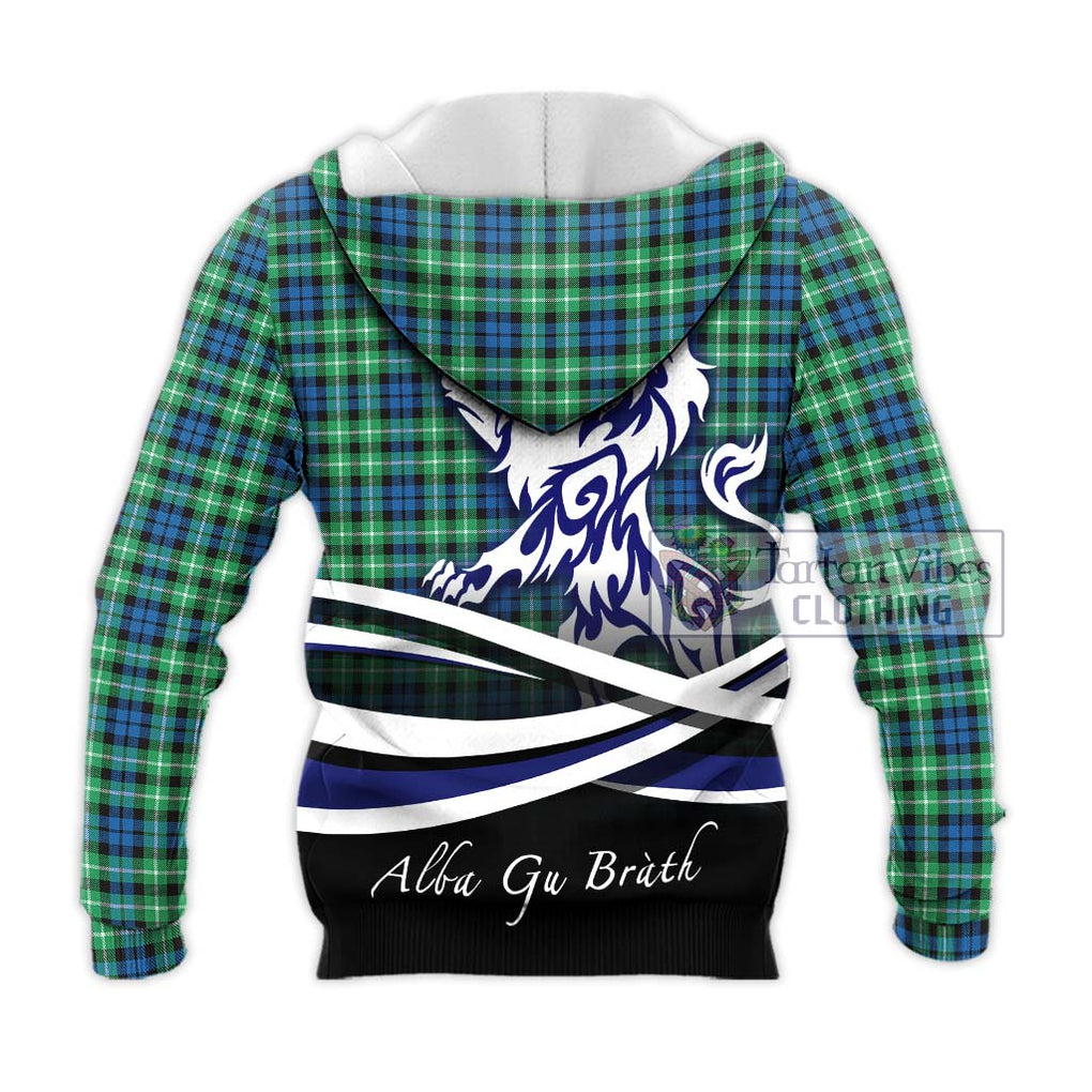 Graham Tartan Knitted Hoodie with Alba Gu Brath Regal Lion Emblem - Tartanvibesclothing Shop