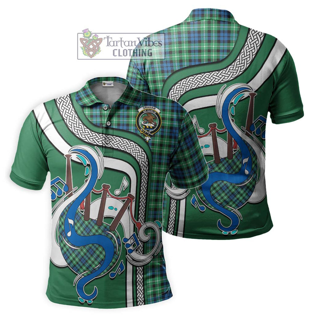 Tartan Vibes Clothing Graham of Montrose Ancient Tartan Polo Shirt with Epic Bagpipe Style