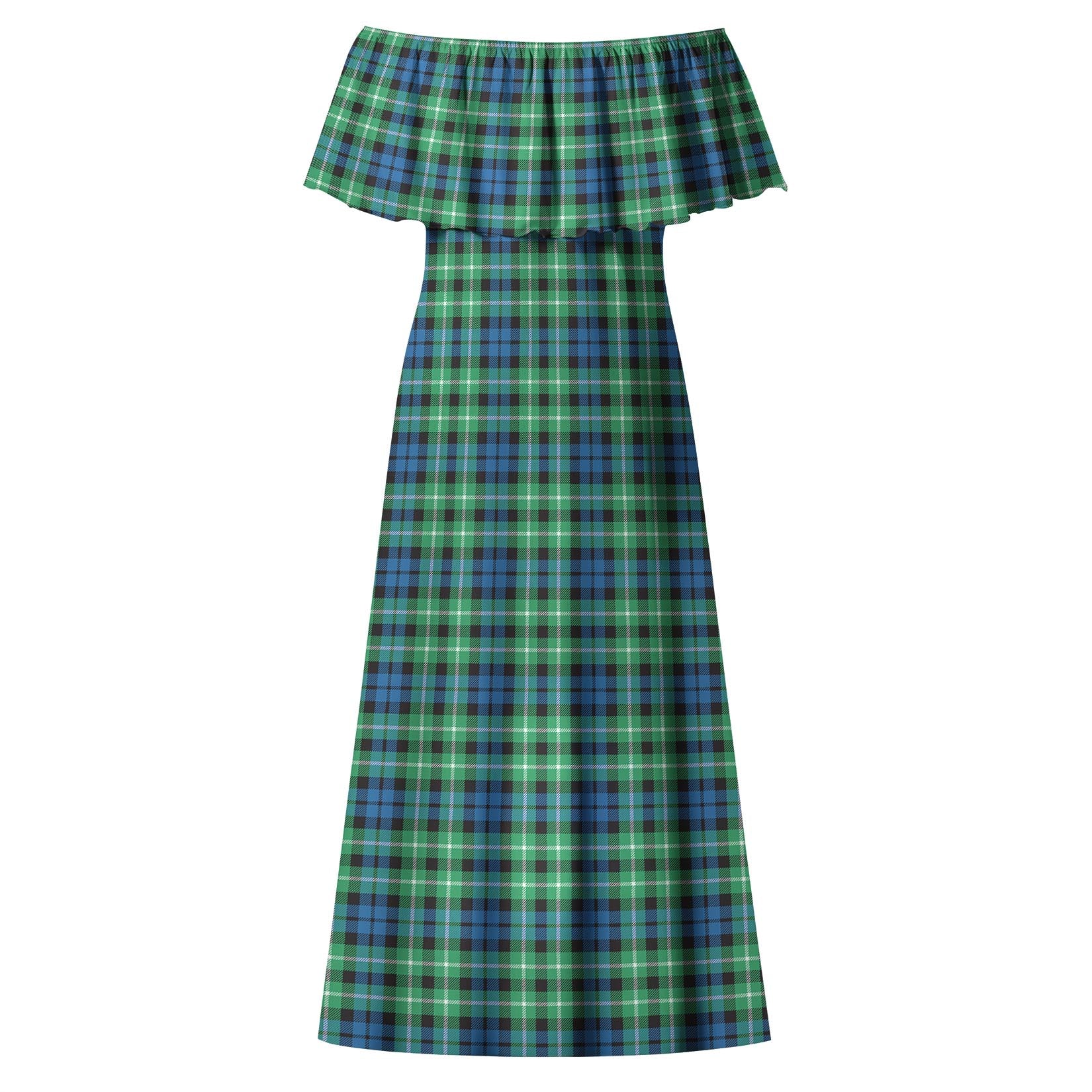 Graham of Montrose Ancient Tartan Off Shoulder Long Dress - Tartanvibesclothing