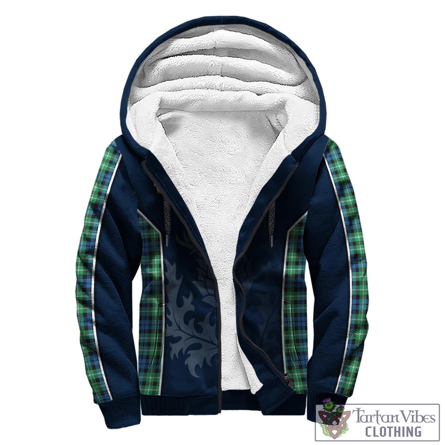 Tartan Vibes Clothing Graham of Montrose Ancient Tartan Sherpa Hoodie with Family Crest and Scottish Thistle Vibes Sport Style