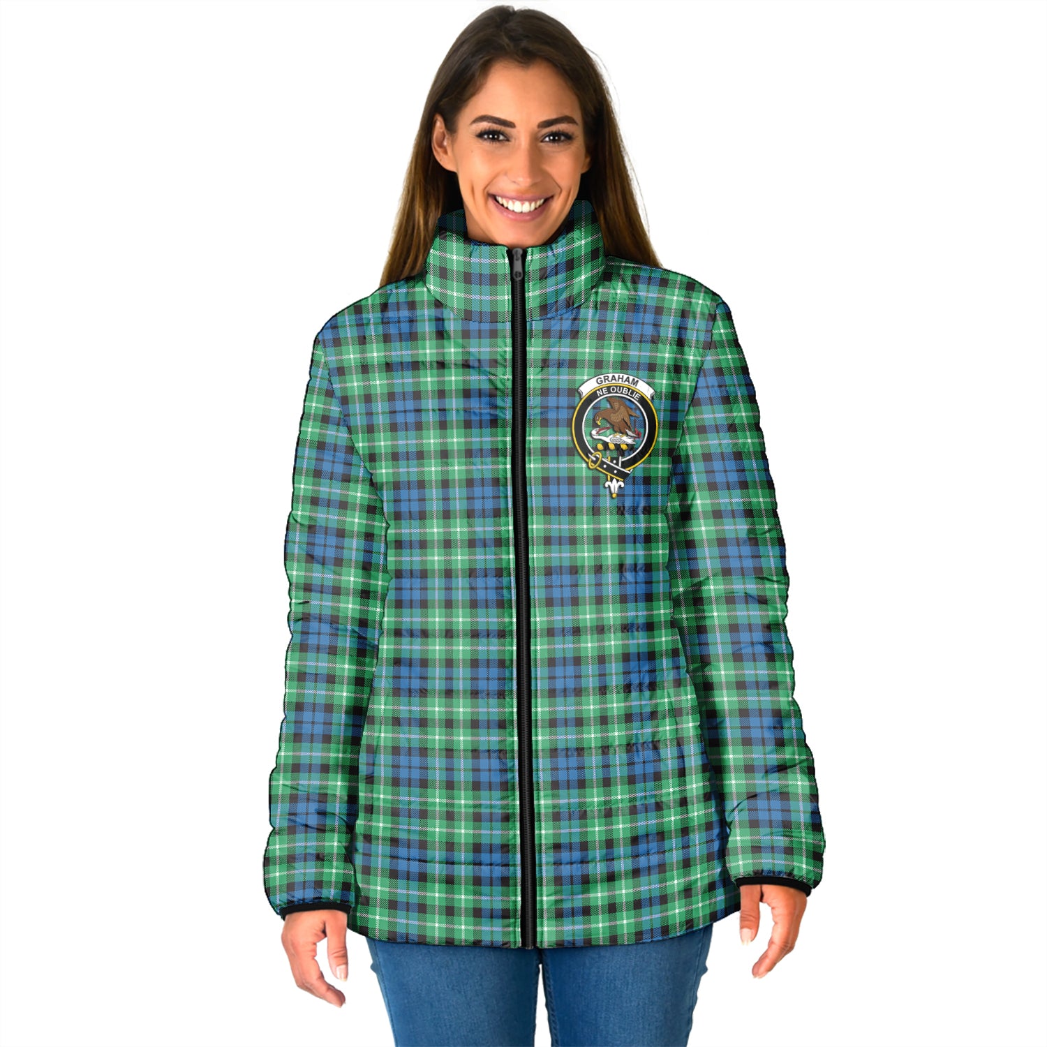 Graham Tartan Padded Jacket with Family Crest - Tartan Vibes Clothing