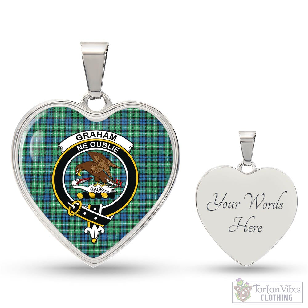 Tartan Vibes Clothing Graham of Montrose Ancient Tartan Heart Necklace with Family Crest