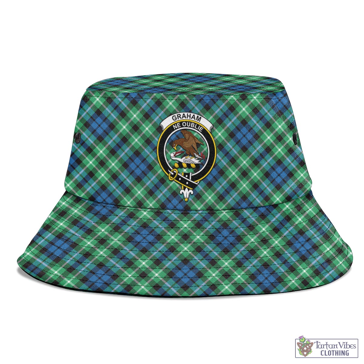 Tartan Vibes Clothing Graham of Montrose Ancient Tartan Bucket Hat with Family Crest