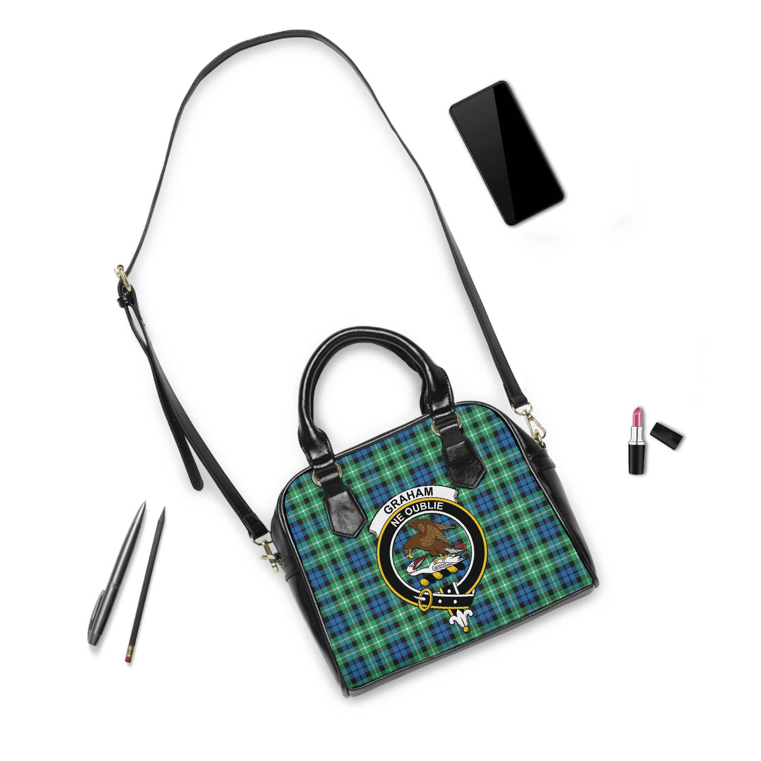 Graham of Montrose Ancient Tartan Shoulder Handbags with Family Crest - Tartanvibesclothing