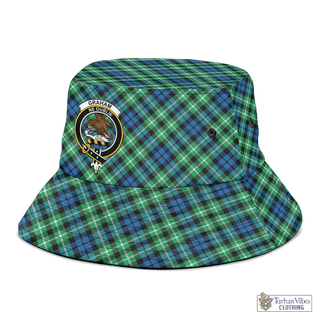 Tartan Vibes Clothing Graham of Montrose Ancient Tartan Bucket Hat with Family Crest