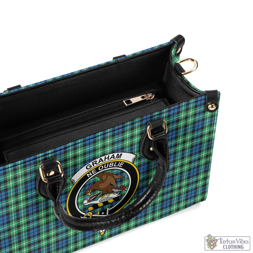 Tartan Vibes Clothing Graham of Montrose Ancient Tartan Luxury Leather Handbags with Family Crest