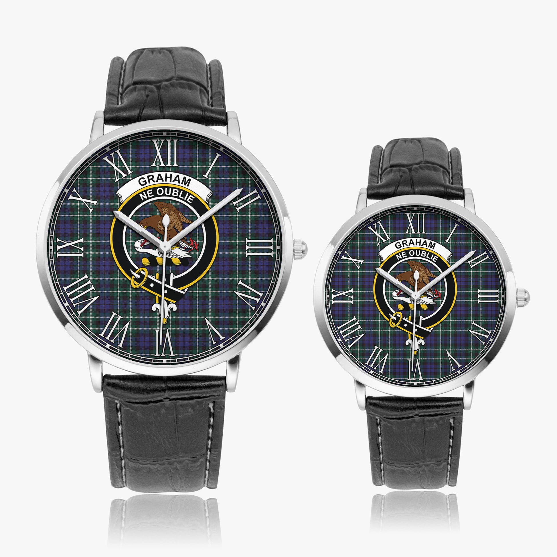 Graham of Montrose Modern Tartan Family Crest Leather Strap Quartz Watch - Tartanvibesclothing