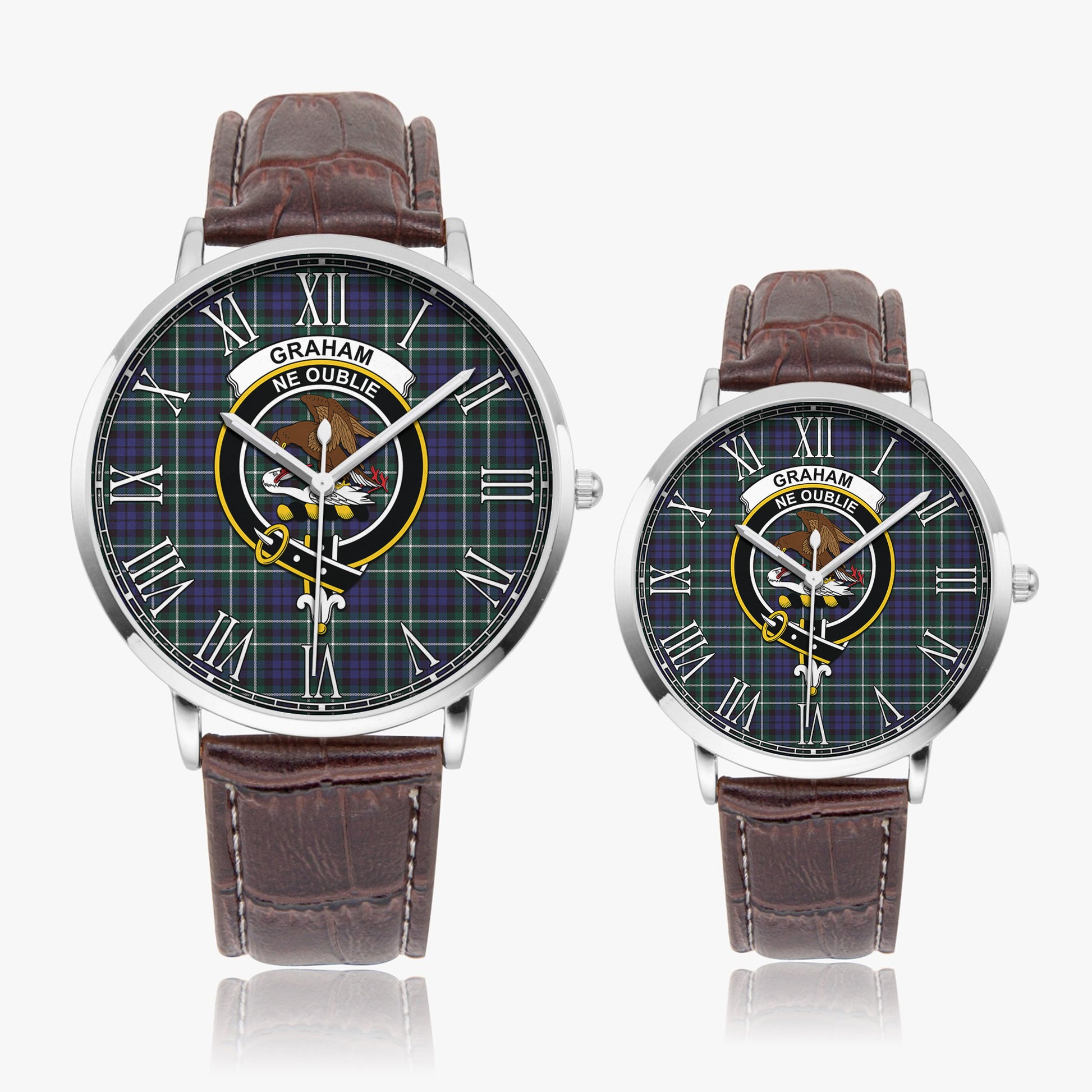 Graham of Montrose Modern Tartan Family Crest Leather Strap Quartz Watch - Tartanvibesclothing