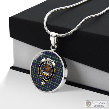 Graham of Montrose Modern Tartan Circle Necklace with Family Crest