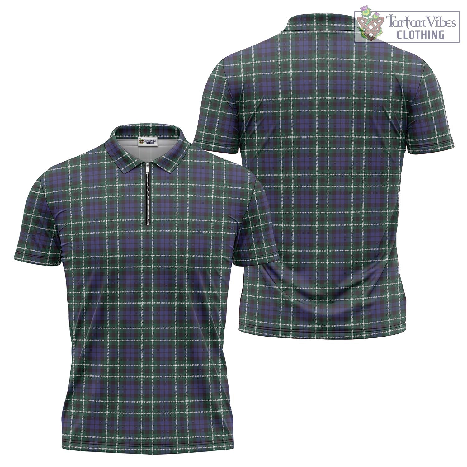 Tartan Vibes Clothing Graham of Montrose Modern Tartan Zipper Polo Shirt