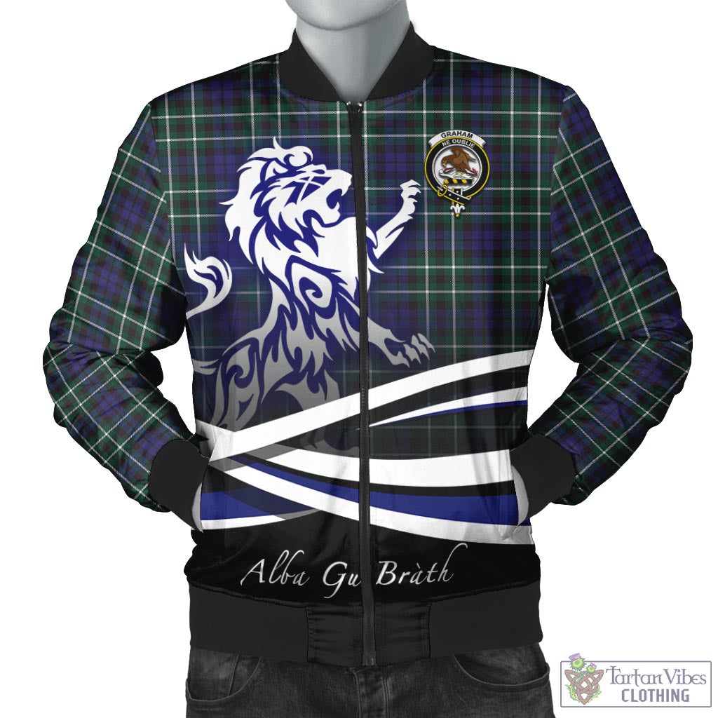 Tartan Vibes Clothing Graham of Montrose Modern Tartan Bomber Jacket with Alba Gu Brath Regal Lion Emblem