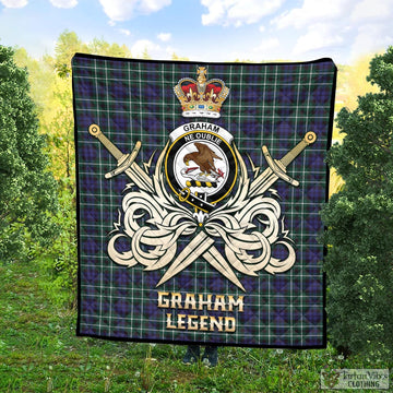 Graham of Montrose Modern Tartan Quilt with Clan Crest and the Golden Sword of Courageous Legacy