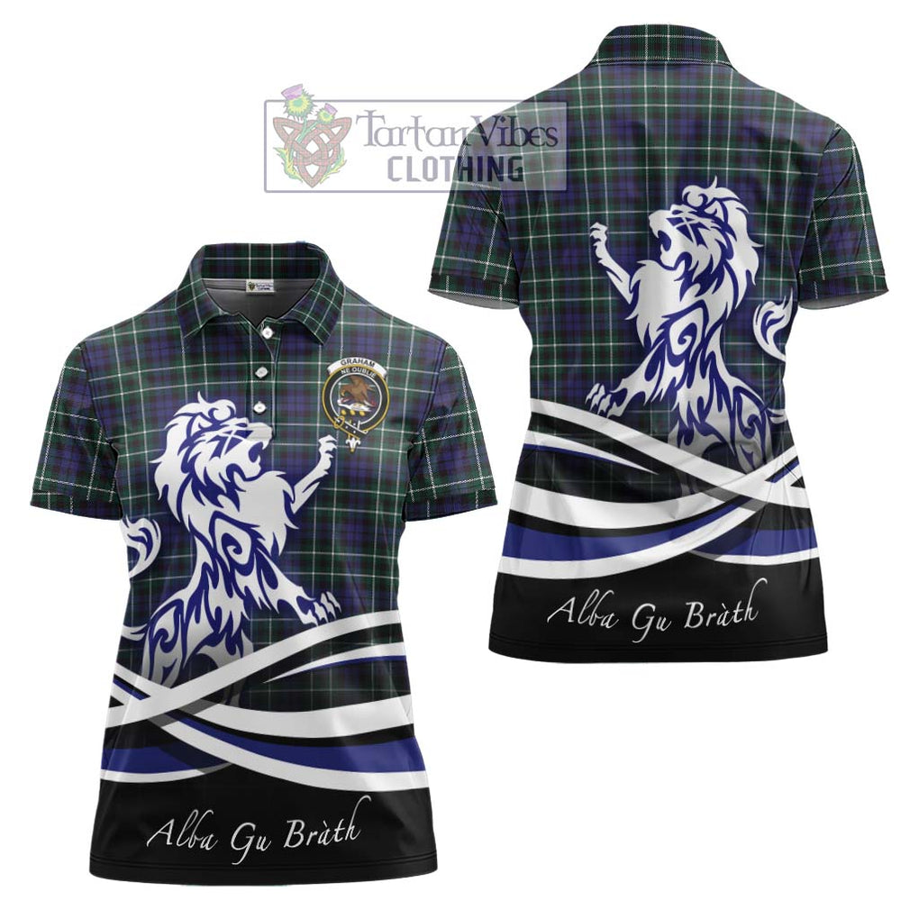 Graham of Montrose Modern Tartan Women's Polo Shirt with Alba Gu Brath Regal Lion Emblem Women - Tartanvibesclothing Shop