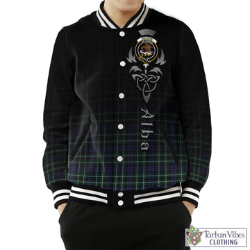 Graham of Montrose Modern Tartan Baseball Jacket Featuring Alba Gu Brath Family Crest Celtic Inspired