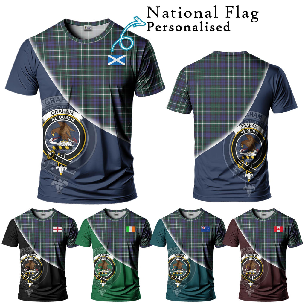 Graham of Montrose Modern Tartan T-Shirt with Personalised National Flag and Family Crest Half Style Kid's Shirt - Tartanvibesclothing Shop