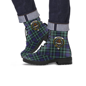 Graham of Montrose Modern Tartan Leather Boots with Family Crest