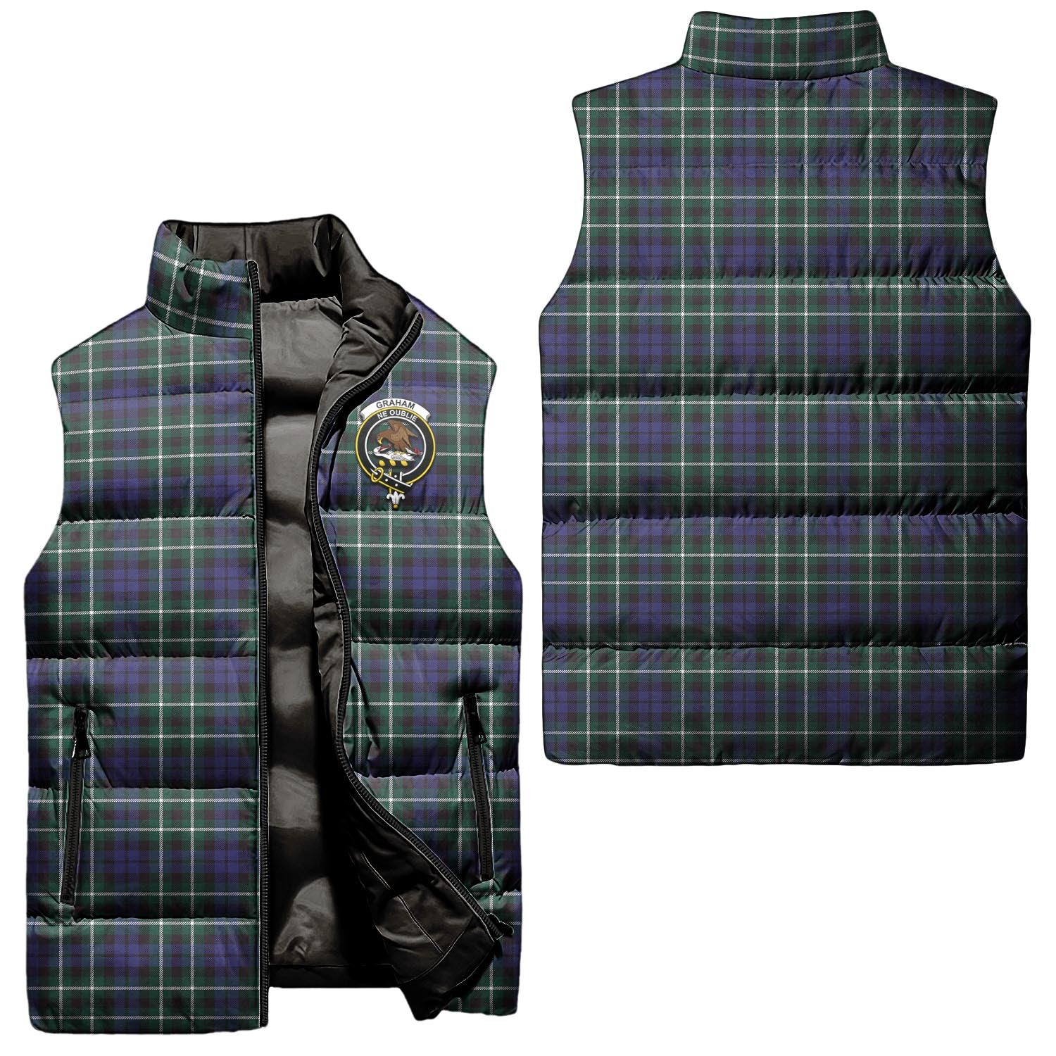 Graham of Montrose Modern Tartan Sleeveless Puffer Jacket with Family Crest Unisex - Tartanvibesclothing