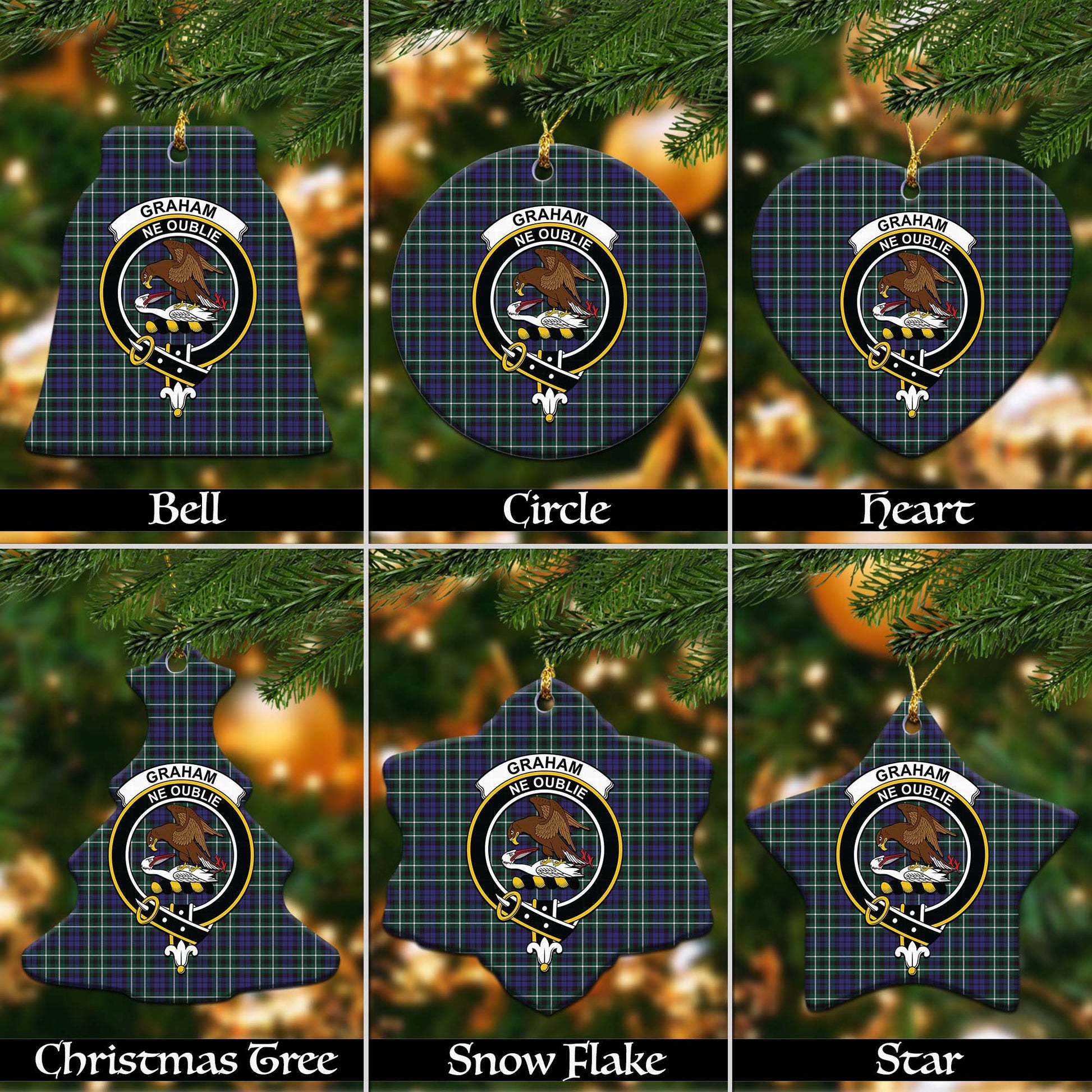 Graham of Montrose Modern Tartan Christmas Ornaments with Family Crest - Tartanvibesclothing