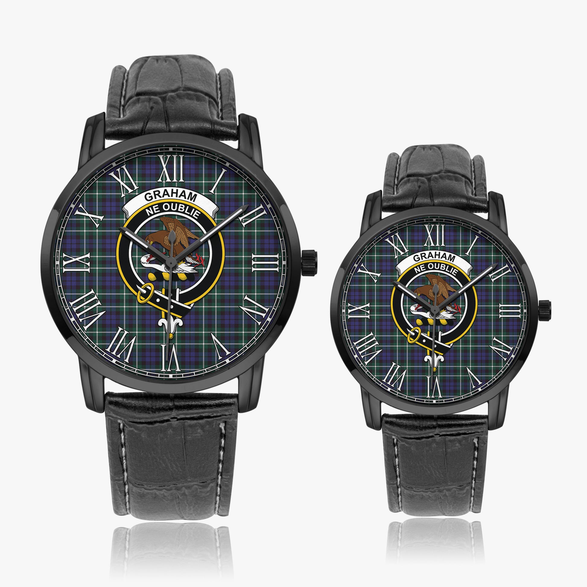 Graham of Montrose Modern Tartan Family Crest Leather Strap Quartz Watch - Tartanvibesclothing