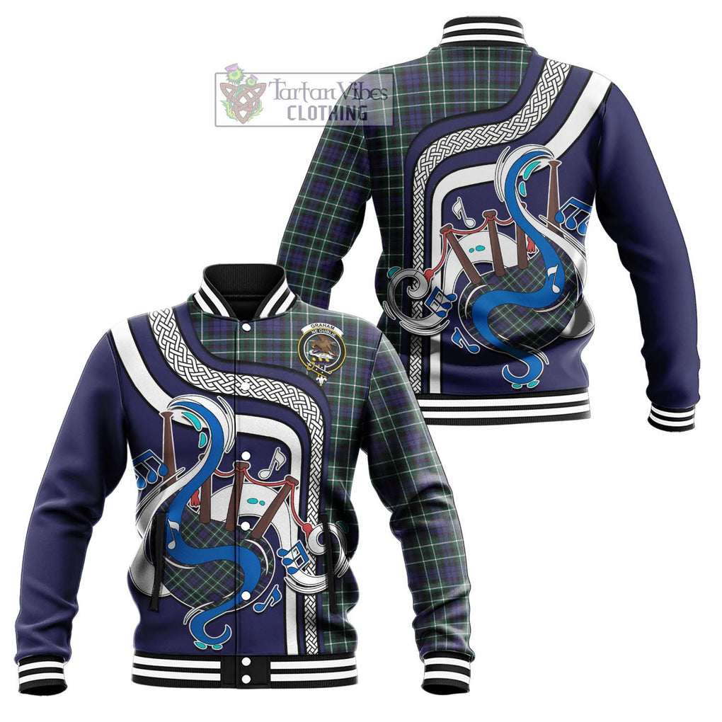 Tartan Vibes Clothing Graham of Montrose Modern Tartan Baseball Jacket with Epic Bagpipe Style